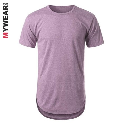 Custom logo size plain tee shirt 65% rayon 30% nylon 5% spandex curved hem t-shirt for wholesale price small order